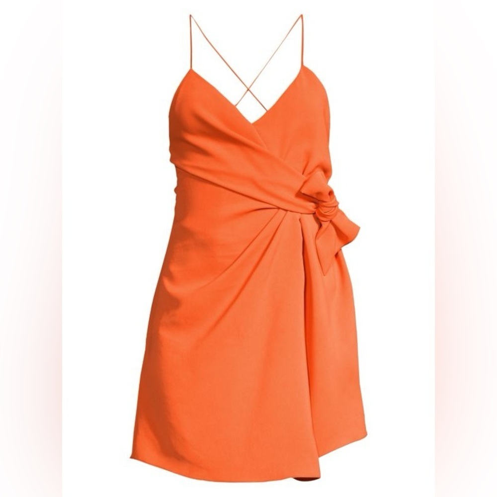 New! Alice + Olivia Katie Coral Tie Wrap Mini Dress 🧡 size 10 NWT! - Picture 4 of 14